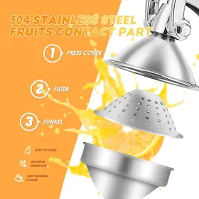 Moongiantgo 750466500995 Commercial Manual Juicer Hand Press Citrus Extractor With 2 Reusable #2