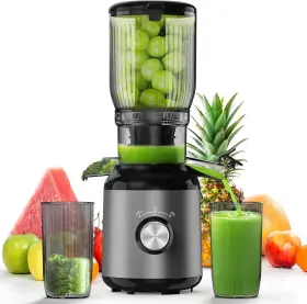 Mp-802e Nobrand 5.3 Inch Wide Chute Masticating Juicer Easy Clean Grey