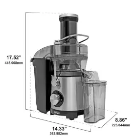 Omega 734142040040 High-speed 1000w Centrifugal Juicer 2-speed Wide Feed Chute 24 Oz