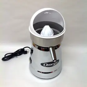C-20c Omega Professional Electric Citrus Juicer W 2 Juice Cones Chrome C20c New