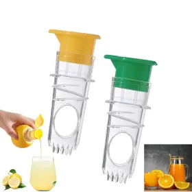 Mnzzj-1738 Onrsv 2pcs Mini Lemon Squeezer Compact Handheld Juicer With Lid And Built In F
