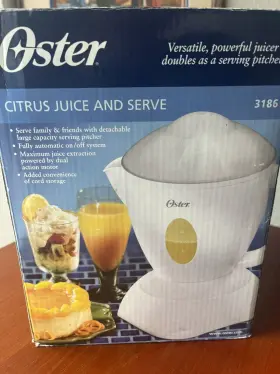 3186 Oster Citrus Juicer White Juice-n-serve Automatic Nos