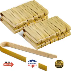 B0cp3c97nm Patelai 90 Pcs 6 Inch Mini Bamboo Tongs - Disposable Toaster Cooking Party And Appet