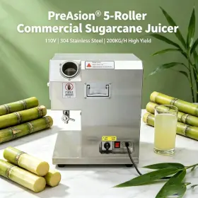Preasion 134227ec 5 Roller Commercial Sugarcane Juicer Electric Sugar Cane Juice Extractor 304 Sus