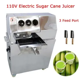 13m40a49 Preasion 110v Electric Sugar Cane Juicer Machine 3 Feed Port Sugarcane Juice Extractor Us