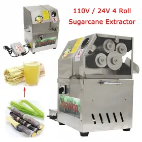 13m40a77 Preasion 110v / 24v Commercial Sugar Cane Press Juice Machine Sugarcane Extractor 4 Rolls