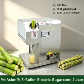 Preasion 13m42a27 110v 350w Commercial 5-roller Electric Sugarcane Juice Extractor 200kg/h Output