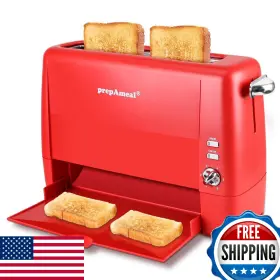 B0b23ltwtd Prepameal 2-slice Long Slot Toaster 6 Shade Settings Bagel/cancel Function