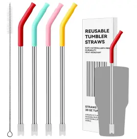 Straw-002 Prurex Bpa - Free Easy Clean And Reusable Stainless Steel 20 Oz Tips 3