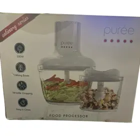 30080 Puree Tzumi Culinary Series Food Processor 300 W 2 Glass Mixing Bowls Unopened