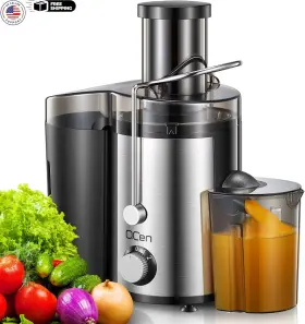 800w Qcen 726084900868 Centrifugal Juicer Machine 3 Inch Wide Mouth Chute Stainless Steel