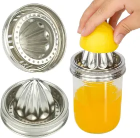 Qsyzail 313016155191 2pcs Mason Jar Juicer Lid Stainless Steel Lemon Orange Hand Squeezer Tool