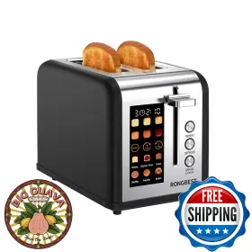 B0flxdfwvk Rongbest 2-slice Touchscreen Toaster Wide Slot Stainless Steel - Black