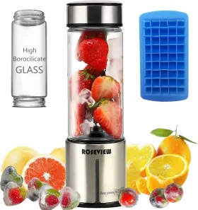 Roseview 762998634789 Portable Smoothie Blender Glass Bottle Usb Rechargeable Mini Handheld I