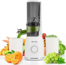 Sj550-a Secura Mesh Free Slow Juicer With Stainless Steel Prong Spiral Auger White