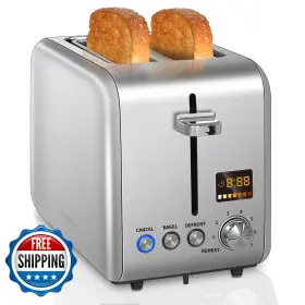 B09hmw5dhv Seedeem 2 Slice Toaster Stainless Steel Lcd Display 7 Shade Settings