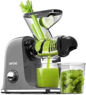 Sifene 445043411421 Cold Press Juicer Machine Compact Slow Masticating With Dual Feed