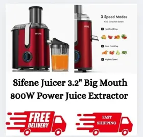 Sif-518 Sifene Juicer 3.2 Inch Big Mouth 800w Power Juice Extractor Bpa-free