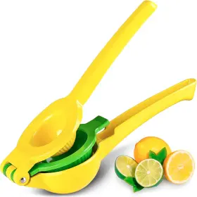 Sc-2n1-lmn-lm-sqzr-yllw-grn Simple Craft Premium Metal 2-in-1 Lemon Squeezer Sturdy Max Extraction Hand Juic