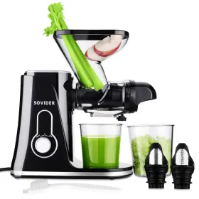 Sovider 721821225570 Cold Press Juice Machines 5.3 Inch Extra Large Feeding Chute For Whole Fruits And V