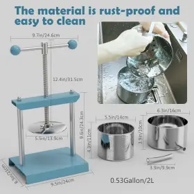 Squeeze Master 634715995551 Cheese Tincture Herb Fruit Wine Manual Press -0.53gallon/ 2 Litre-power Ball #2