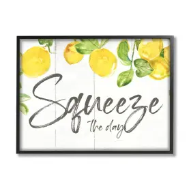 Stupell Industries 196216629675 Squeeze The Day Motivational Phrase Cascading Lemon Fruits Design By Nan
