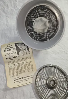V14w Sunbeam Vista Mixmaster Juice Extractor Attachment Model Vintage W Manual
