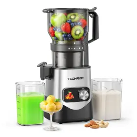 Techrise 056243673605 3-in-1 Cold Press Juicer With 6 Inch Wide Feed Chute Slow Masticating J