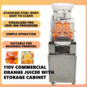 Techtongda 198462739542 110v Electric Orange Juicing Machine Fruit Juicer With Bottom Storage Cabinet