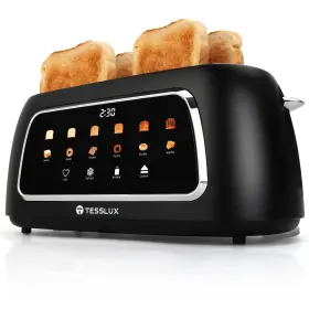 B0f1fs4s9p Tesslux 4-slice Toaster Touch Screen 1.5 Inch Wide Slots Digital Timer Memory