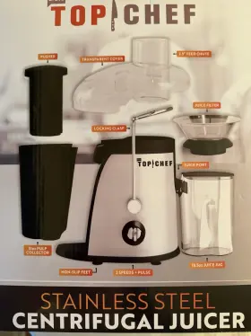 Tc-sscj1 Top Chef Wide Mouth Stainless Steel Dual Speed Centrifugal Juicer Machine-new