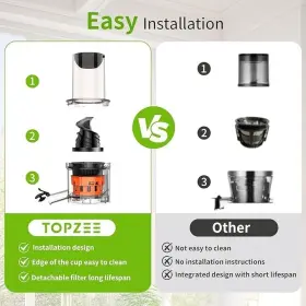 Je-120-32m00b Topzee Cold Press Juicer Machine Extra Large Feed Chute Whole Fruits And Vegetables Sl #2
