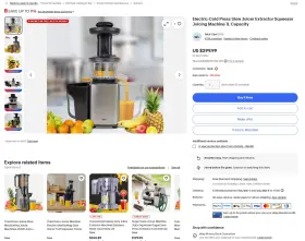 Tcsj01 Total Chef Electric Cold Press Slow Juicer Extractor Squeezer Juicing Machine 1l Capacity