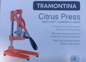 Tramontina 016017123885 New Heavy Duty Commercial Grade Citrus Press Orange Cast Iron Juicer