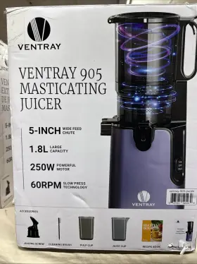 Ventray 667261545239 Cold Press Juicer 5.1ftft Extra Large Feed Chute Slow Masticating