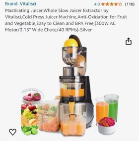 Vitalisci 682228193209 Masticating Juicer Whole Slow Extractor By Cold Press Machine