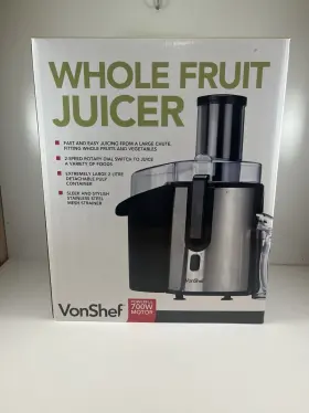 07-061us Vonshef Whole Fruit Juicer. 700 Watt Motor. Brand New. Stainless Steel