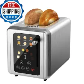 B0dqkgcf15 Whall Touch Screen Toaster 2 Slice Stainless Steel Digital Timer 6 Bread Shade