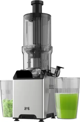 Zm1913 Whuto Cold Press Juicer Machines 4.35 Inch Wide Feed Chute Stainless Steel Gray