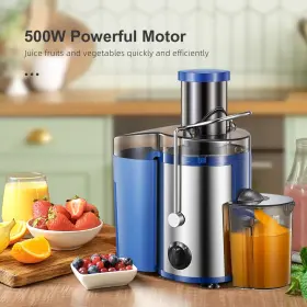 501-blue Yabano Juicer Machine 500w Centrifugal Extractor With Wide Mouth 3 Inch Feed Chute