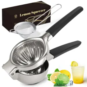 Yxt&beyond 729441395512 Large Lemon Squeezer Stainless Steel With Fine Strainer Heavy Duty Metal Citrus