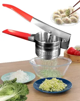 Mj430w-h Zecarfa Stainless Steel Vegetable Squeezer Upgrade Red Silicone Handle Metal W