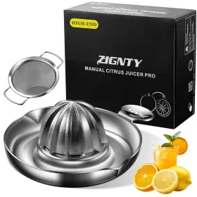 Zignty 602581112747 Lemon Squeezer Stainless 02 - Manual Juicer Filter Steel