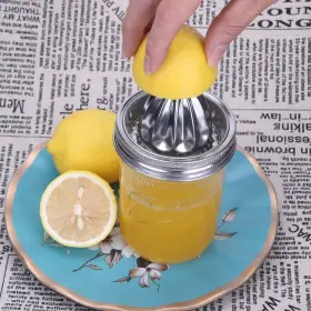 Zihenryda 750110654791 Manual Juicer Mason Jar Stainless Steel Lid 2 Pieces Citrus Reamer #3