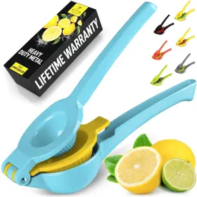 Zulay Kitchen 195702017392 Metal 2-in-1 Lemon Squeezer Manual - Sturdy Max Extraction Hand Juicer