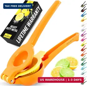 Zulay Kitchen 195702028350 Metal 2-in-1 Lemon Squeezer - Sturdy Max Extraction Hand Juicer Le