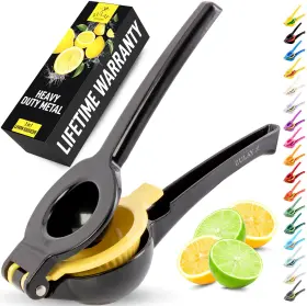 3506 Zulay Kitchen Metal 2-in-1 Lemon 2 In 1 Squeezer Black And Yellow