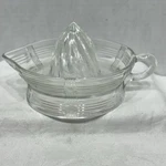 Vintage Hazel Atlas Glass Citrus Juicer Reamer With Criss-cross Pattern. Fixed Price $12.99.