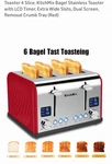 Kitchmix Stainless 4 Slice Toaster With Lcd Timer, WT-8200E, Red. Fixed Price $49.99.