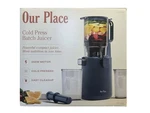 Our Place Cold Press Batch Juicer 250W Blue Easy Clean Components 1.5QT. Fixed Price $159.99.